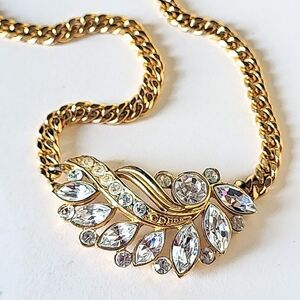 NAPIER RHINESTONE 16" NECKLACE - VINTAGE GOLDTONE LATE 1980s
